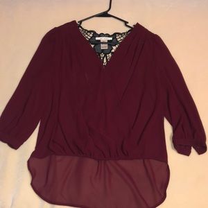 Maroon S blouse with lace details on back